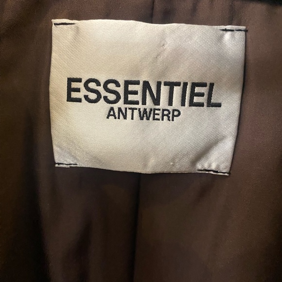 Essentiel Antwerp - Fluffy Button Up Bomber Jacket - Black + Brown - Size 38 / 6 - Picture 5 of 7